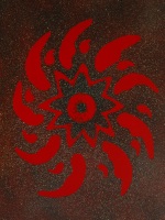 "One Mandala" from the series, "Renga," with Connee Pike; acrylic on wood panel, 18" by 13-1/2"