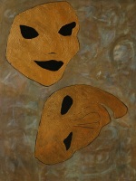 "Whirling Seestahs" from the subseries, "Underneath," from the series "Inner/Outer;" acrylic on wood panel, 18 inches by 13-1/2" "Whirling Seestahs" from the subseries, "Underneath," from the series "Inner/Outer;" acrylic on wood panel, 18 inches by 13-1/2"