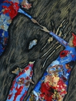 "Flow" from the fifth largest sized aka smallest sub-series, "Afterlife of Garbage," from the overall series, "Inner/Outer"; acrylic on wood panel, 14" by 10-1/2" "Flow" from the fifth largest sized aka smallest sub-series, "Afterlife of Garbage," from the overall series, "Inner/Outer"; acrylic on wood panel, 14" by 10-1/2"