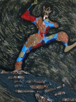 "King of the Mountain" from the fifth largest sized aka smallest sub-series, "Afterlife of Garbage," from the overall series, "Inner/Outer"; acrylic on wood panel, 14" by 10-1/2" "King of the Mountain" from the fifth largest sized aka smallest sub-series, "Afterlife of Garbage," from the overall series, "Inner/Outer"; acrylic on wood panel, 14" by 10-1/2"