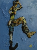 "Woops!" from the fifth largest sized aka smallest sub-series, "Afterlife of Garbage," from the overall series, "Inner/Outer"; acrylic on wood panel, 14" by 10-1/2" "Woops!" from the fifth largest sized aka smallest sub-series, "Afterlife of Garbage," from the overall series, "Inner/Outer"; acrylic on wood panel, 14" by 10-1/2"