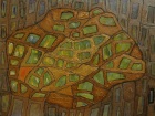 Serpentine Inclusion from the geology-inspired series, Worlds Behind Worlds; acrylic on wood panel, 18" by 24"